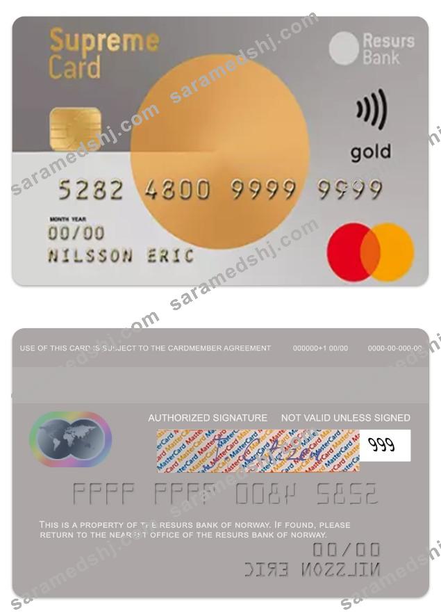 Norway Resurs Bank supreme gold card